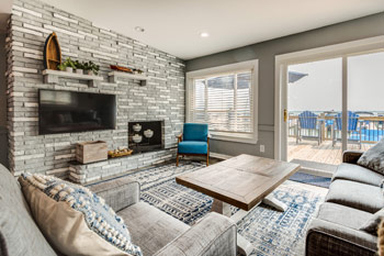 Living room overlooking Anchor Bay